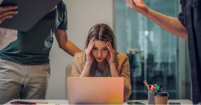 Employee feeling overwhelmed during a workplace discussion